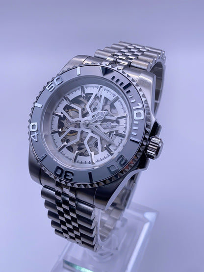 Silver Phantom Skeleton – Seiko Mod – NH72 Skeleton